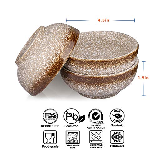 MARSTRACE Ceramic Dessert Bowls Set of 4,Small Porcelain Rice Bowls 8.5 oz for Snacks, Appetizer, Side Dishes, Condiments, Dip or Ice Cream