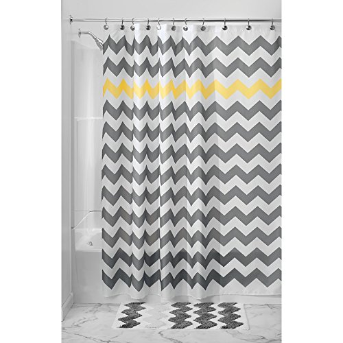 UPC 081492430506, InterDesign Chevron Shower Curtain, Wide, 108 x 72, Gray/Yellow