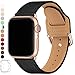 LOVLEOP Bands Compatible with Apple Watch Band 38mm 40mm 44mm 42mm, Top Grain Leather Strap for iWatch Series 5 Series 4 Series 3 Series 2 Series 1 (Black+Rose Gold Connector, 38mm 40mm)