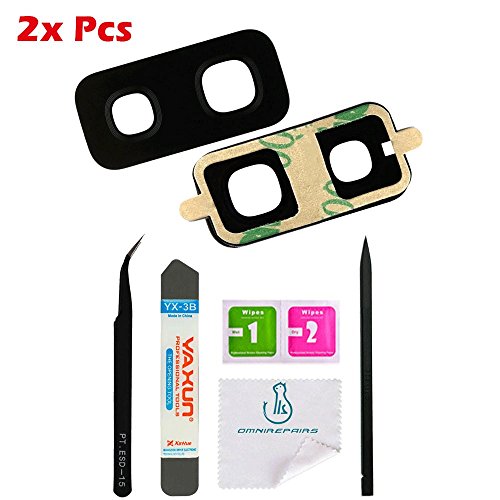 OmniRepairs Rear Facing Glass Camera Lens Replacement (2 Pieces) For Samsung Galaxy S9 Plus SM-G965 with Pre-installed Adhesive and Repair Toolkit (Samsung S9 Plus)