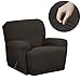 Maytex Reeves Stretch 4 - Piece Recliner Arm Chair Furniture Cover/Slipcover with Side Pocket, Chocolate Brown