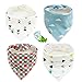 Baby Bandana Drool Bibs, Cute Unisex 4 Pack Bibs with Snaps - Best for Babies Drooling, Teething and Feeding - Soft Cotton, Bamboo & Waterproof Fleece. Perfect Baby Shower Gift Set for Boys & Girls