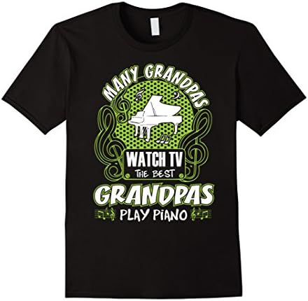 Mens Many Grandpas Watch TV Best Play Piano Instrument Tshirt Medium Black