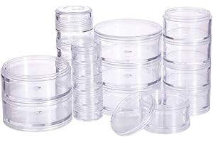 BENECREAT Mixed Size Stackable Round Plastic Containers 4 Column(5 Layer/Column) Bead Storage Jars for Beads, Buttons, Crafts and Small Jewelry Findings