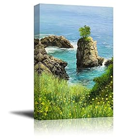 Beautiful Bay Island Scenery in Oil Painting Style Wall Decor