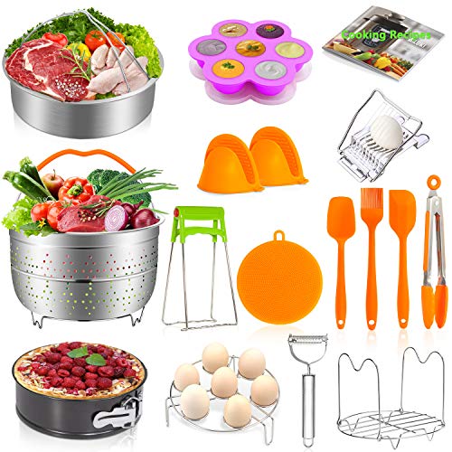 Accessories for Instant Pot, 20 Pcs Pressure Cooker Accessories Set for 5,6,8 Qt, 2 Steamer Baskets, Non-stick Springform Pan, Egg Bites Mold, Egg Steamer Rack, Kitchen Tong, Spatula, Oven Mitts