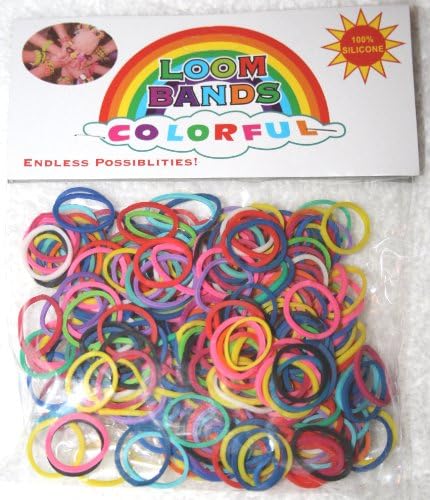 Loom Bands Colorful 300 Multi-Color Rainbow Rubber Bands with 'S' Clips &amp; Bonus Mini Loom Tool
