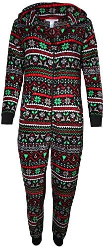 Pillow Talk Women's Sleepwear Coral Fleece Hooded Non Footed Onesie Pajama with Pockets