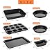 Bakeware Set 6-Pieces Carbon Steel Nonstick Baking Pans Oven Baking Set with Cookie Sheet, 12-Cup Muffin Pan, Loaf Pan, 2 Round Cake Pans, Roasting Pan, Kitchen Baking Tools