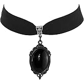 Hremhoo Gothic Cameo Choker Necklace for Women Vintage Blood Red Purple Black Stardust Crystal Necklace Goth Punk Velvet Chokers Halloween Jewelry Costumes Accessories