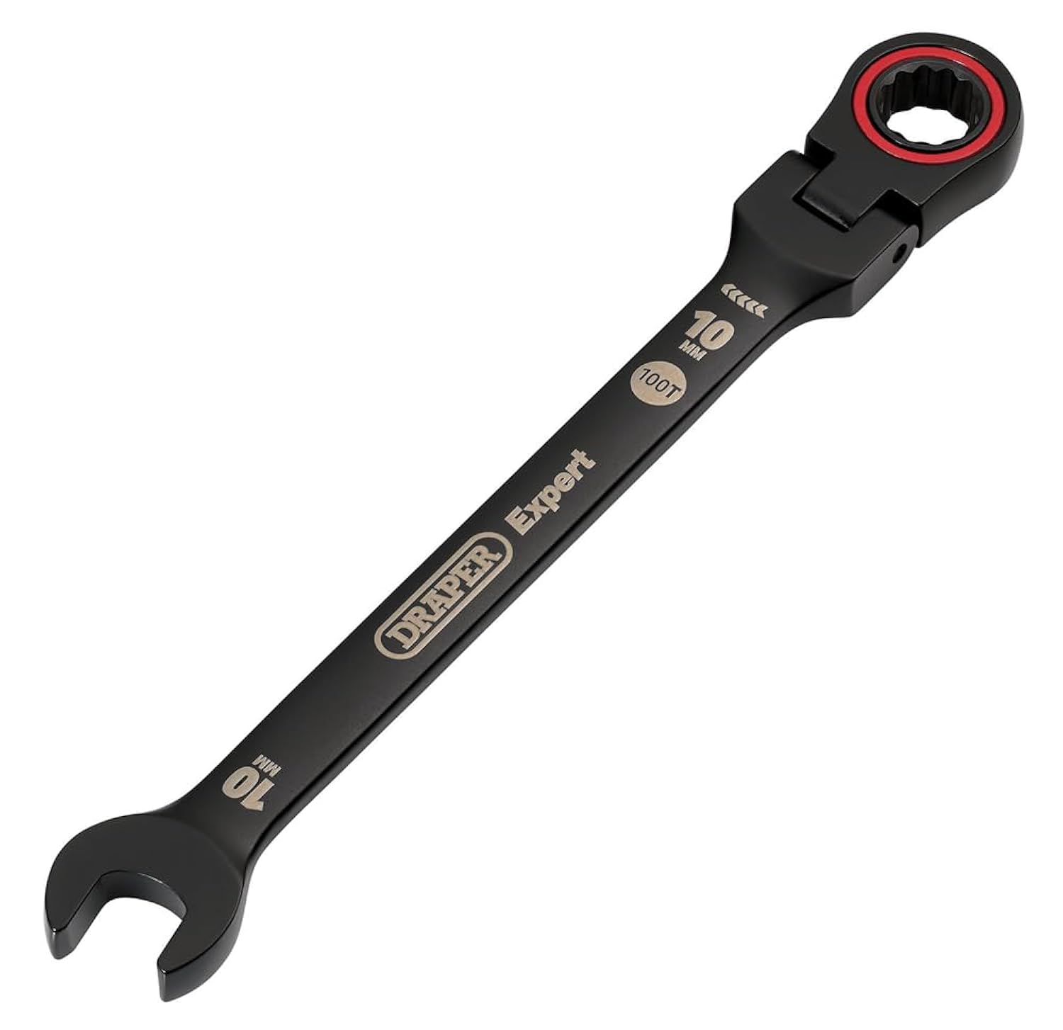 Draper Expert HI-TORQ® Metric Flexible Head Ratchet Combination Spanner Black - 10mm