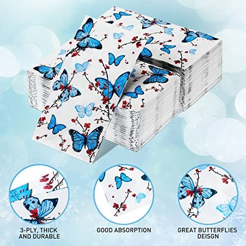 120 Pieces Butterfly Guest Napkins 3 Ply Disposable Paper Butterflies