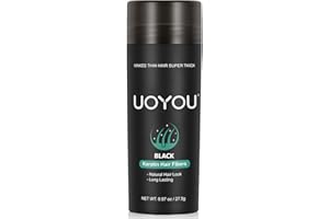 UOYOU BLACK Hair Fibers for Thinning Hair 27.5g Bottle | Undetectable & Natural Keratin Hair Fibers Concealer for Hair Loss for Men and Women | Hair Building Fibres Powder [BLACK]