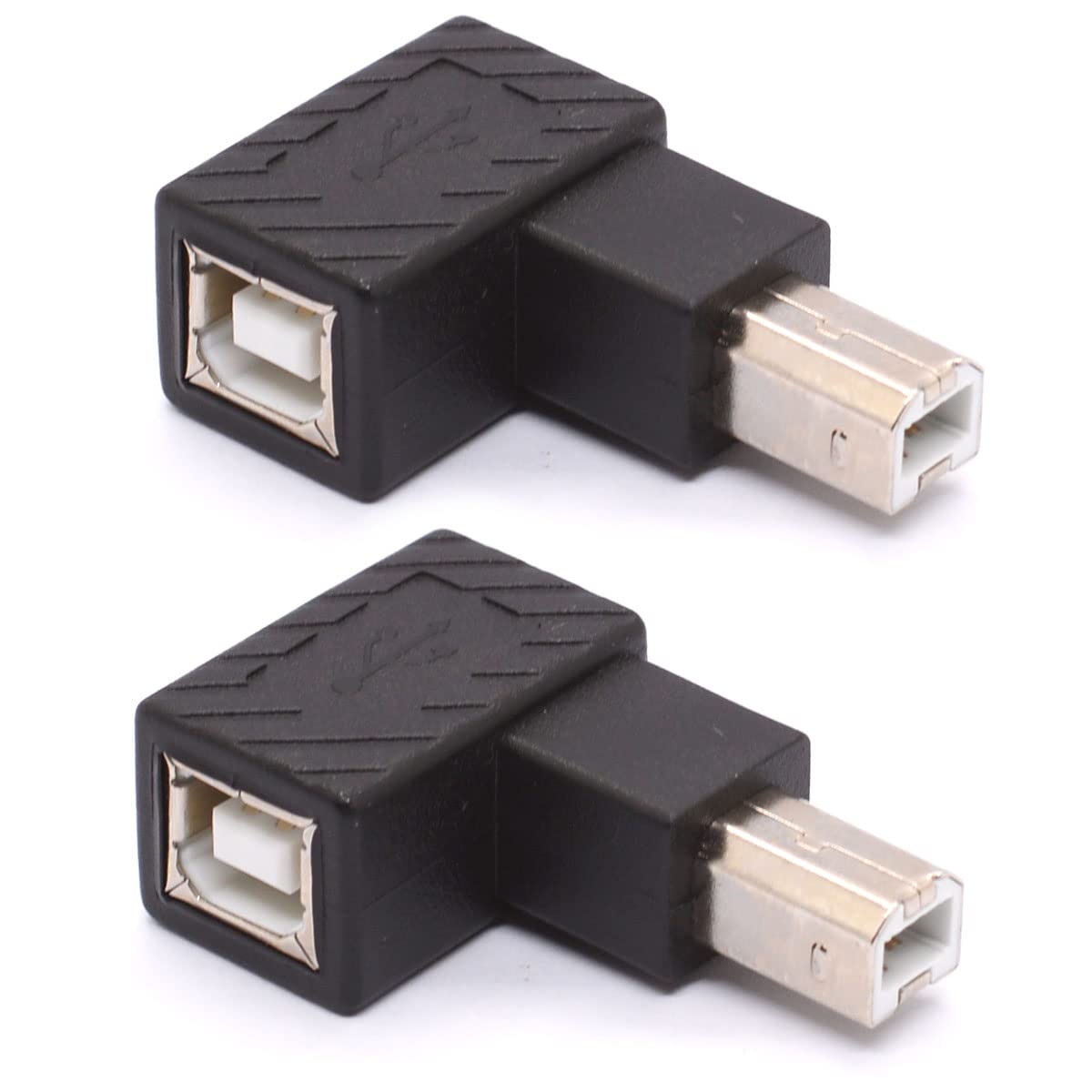 Tomost USB B 2.0 Adapter, USB 2.0 Type-B Printer Adapter, 90 Degree Angle USB 2.0 Type-B Male to Female Printer Adapter for Printer, Scanner, Fax Machine, Mobile HDD(Left 2Pcs)