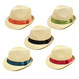 TrendsBlue Classic Natural Fedora Straw Hat - Different Color Band Available