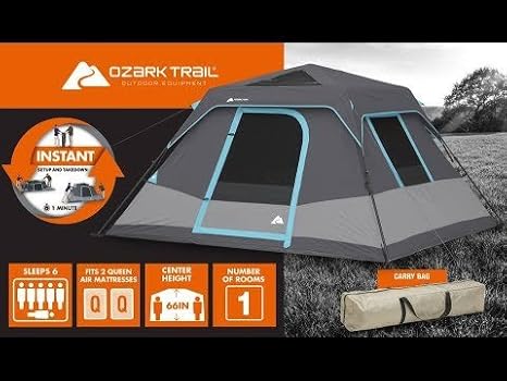 Ozark Trail 6 Person Family Dark Rest Cabin Tent 10 X 9 Outdoor