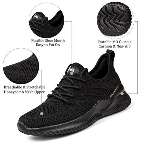 All Black Womens Workout Shoes Memory Foam Walking Lightweight Comfortable Sports Gym Jogging Sneakers Size 8