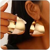 Big Chunky Gold Hoop Earrings for Women Dainty Wide Band Trendy Dangle Drop Earring Fashion Large Hoops Thick Statement Jewelry Oversized Accessories