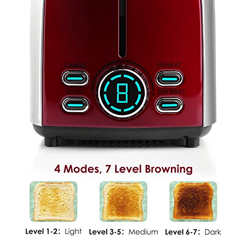 image for Toasters, BESTEK 2-Slice Toaster Stainless Steel Digital Display with 