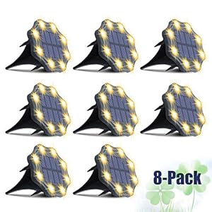 Zonne-Grondlampen, JESLED 8 LED Zonne-Tuinverlichting Openlucht IP67 Waterdichte In-Grond-Gelukschijflampen, Warm Wit…