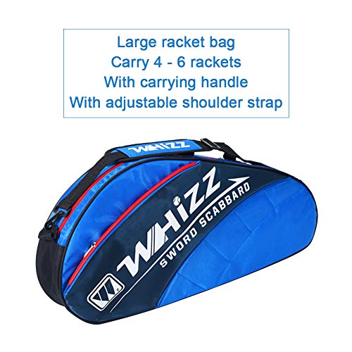 WHIZZ 2 PCS 100% Graphite Badminton Racket Set, Frame/String Protection Design, Large Badminton Bag / 2 Grip Tapes Included (Blue/Pink)
