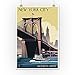 New York, Brooklyn Bridge 50295 (12x18 Art Print, Wall Decor Travel Poster)