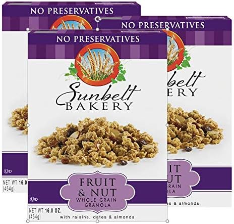 Sunbelt Fruit & Nut Granola Cereal, with Raisins, Dates, & Almonds, 16 Oz. (3 Pack)