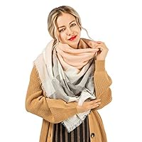 Flowomen Oversized Blanket Scarf Plaid Shawl Fashion Wrap Chunky Lightweight Warm Soft Tassel