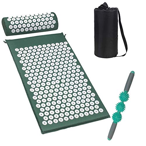 Acupressure Mat and Neck Massgae Pillow Set for Back Pain Relief