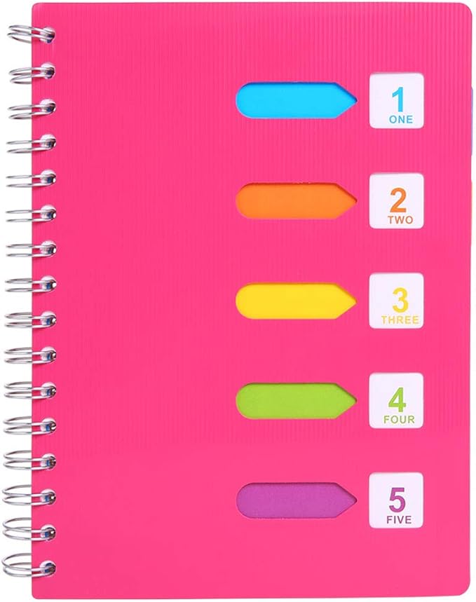 5 Subject Notebook, A5 Notebooks and Journals Spiral Bund, Wide Ruled, Lab