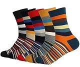 Men's Funky Colorful Argyle Striped Pattern Long Dress Crew Socks For Business Casual