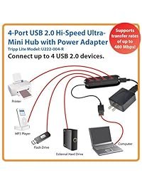 u222   004 R Hub Ultra Mini USB 2.0 de 4 puertos, Negro, Negro