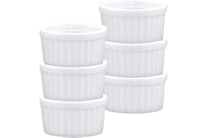 HIC Kitchen Ramekin Set, Fine White Porcelain, 2-Ounce, Set of 6