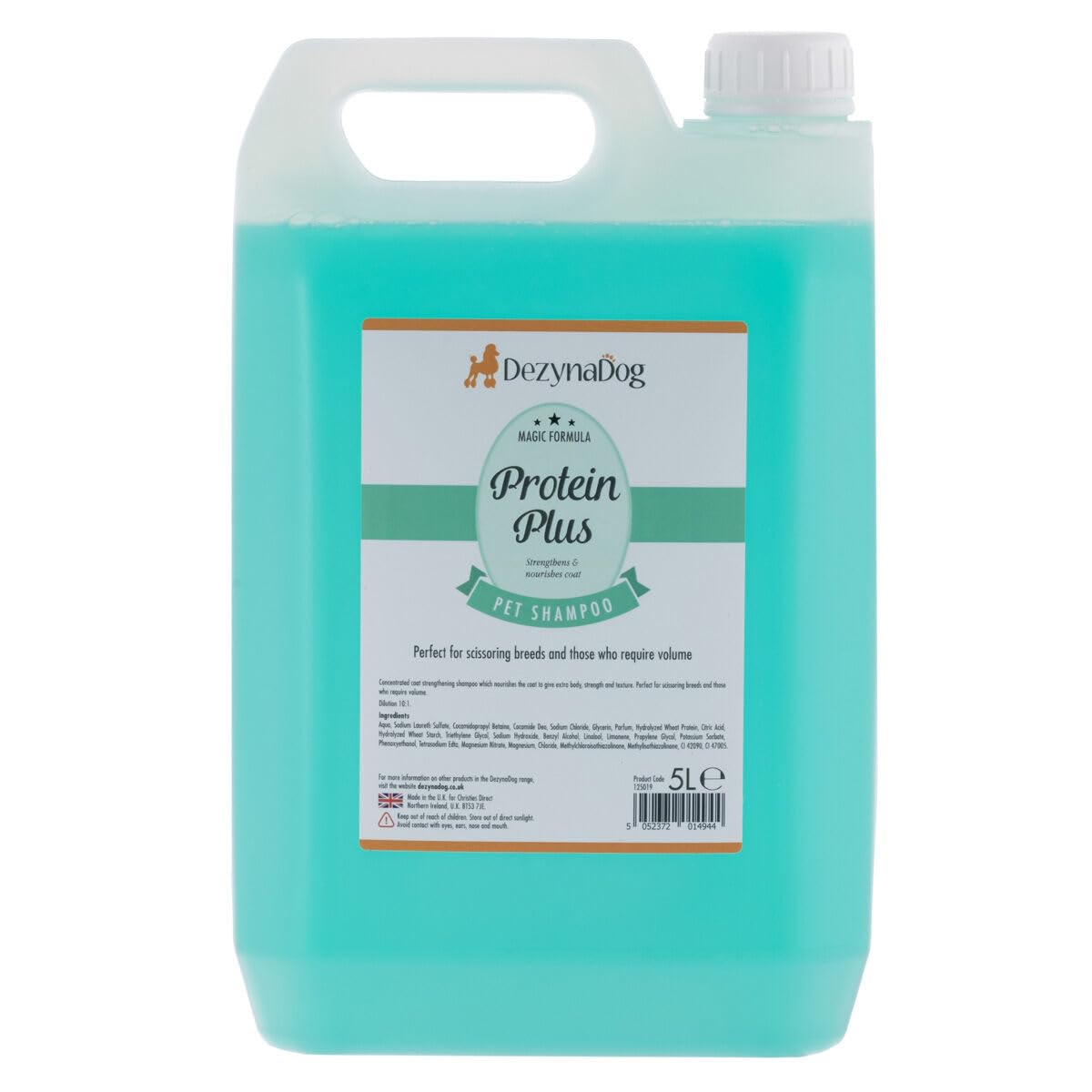 DezynaDog Magic Formula Protein Plus High Volume Dog Shampoo - Volumising Shampoo for Dogs - Perfect for Scissoring Breeds - Strengthens & Adds Body to Unruly Coats - Show Quality Finish, 5 Litre