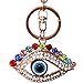 Bolbove Shiny Evil Eye Keychain Sparkling Keyring Crystal Rhinestones Purse Pendant Handbag Charm