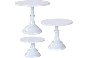 Esteopt White Cake Stand Set: 3 Piece Serving Stand — Heavy Duty Metal Cupcake Pedestal Dessert Stand for Wedding Party Birth