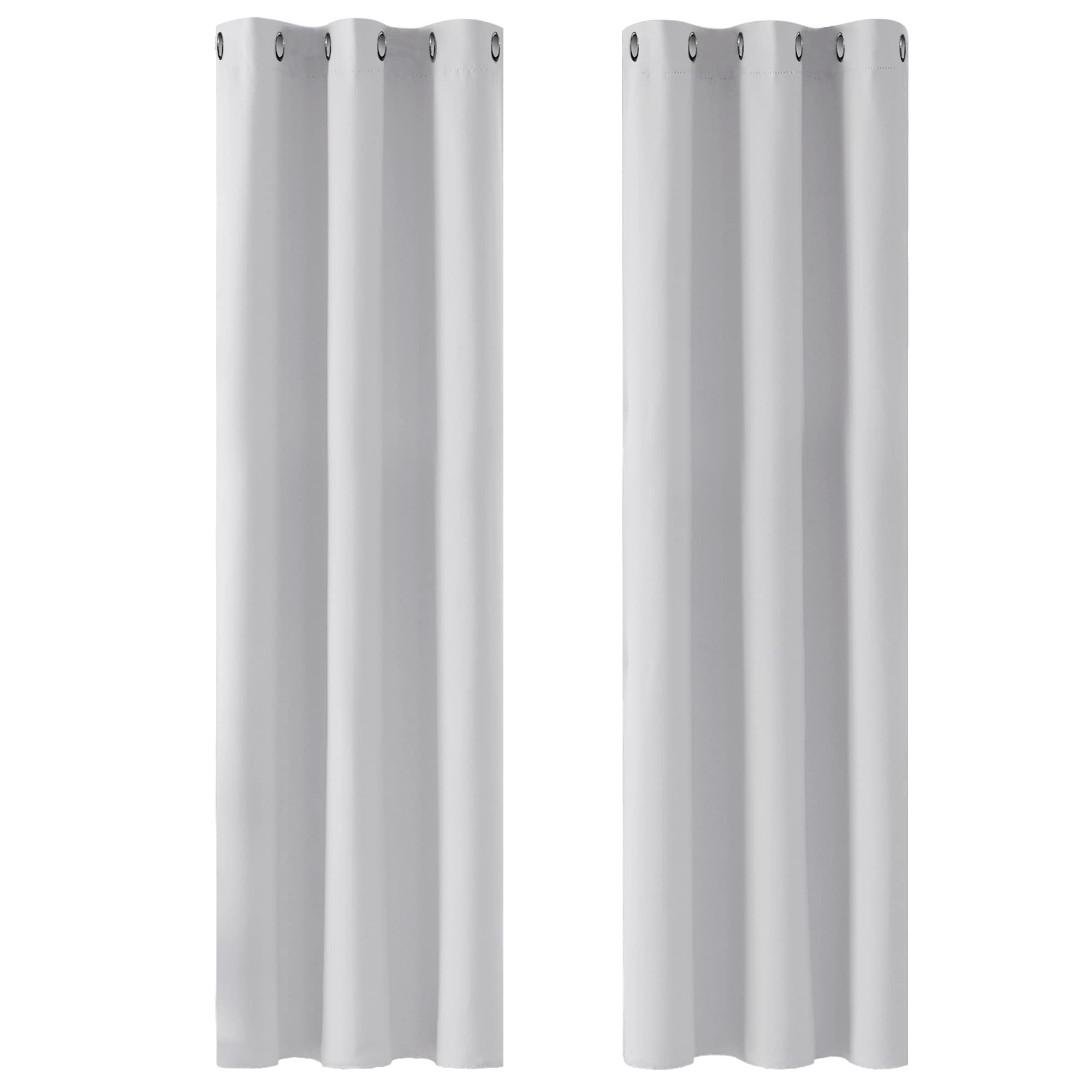 Deconovo Home Decorative Room Darkening Curtains Thermal Insualted Eyelet Curtains for Nursery Silver Grey 42 x 90 Inch 2 Panels