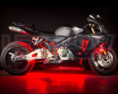 image for LEDGlow 16 Piece 282 LED Red Flexible Motorcycle Lighting Kit with Con