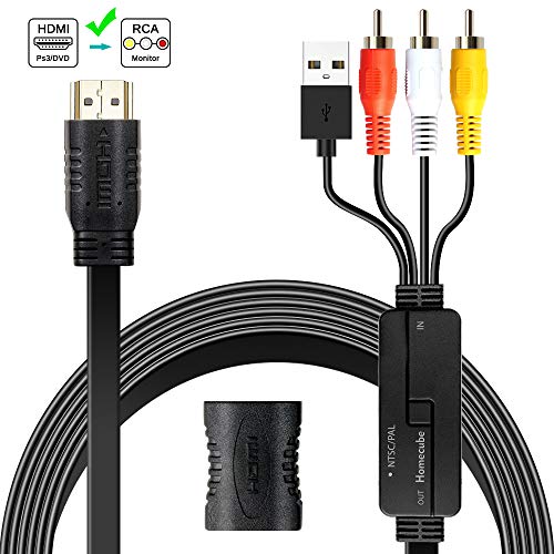 HDMI to AV Adapter, Homecube HDMI to RCA Converter Video Audio Cable Adapter with HDMI Coupler Support PAL/NTSC for Fire Stick, TV/STB/Blu-ray DVD/Xbox/PS3 PS4 - Thumbnail 7