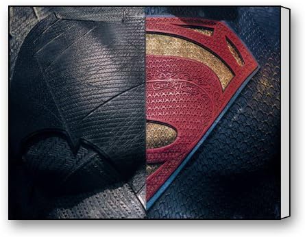 Superman Batman Logo Canvas Wall Art Modern Home Decor Bedroom and Living Room Decorations Oil PaintingPrint on Canvas Poster Reproduction Unframed 14x11 inch
