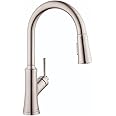 hansgrohe Joleena Stainless Steel High Arc Kitchen Faucet, Kitchen Faucets with Pull Down Sprayer, Faucet for Kitchen Sink, Stainless Steel Optic 04793800, 15.8-Inches Tall