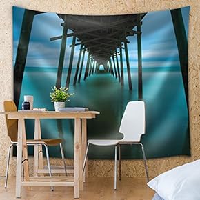 Reflection on The Ocean of a Wooden Bridge - Fabric Tapestry, Home Decor - 51x60 inches