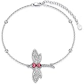 Dragonfly 925 Sterling Silver Bracelet with Birthstone Crystal for Women Dragonfly lover Dainty Bracelet Anniversary Mother’s Day Birthday for Mom Daughter Sister