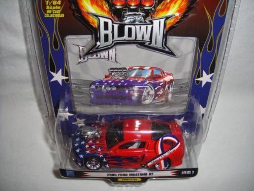 1 BADD RIDE BLOWN IV EDITION RED WITH STARS AND BLUE FLAMES SUPPORT OUR TROOPS 1:64 SCALE 2005 FORD MUSTANG GT