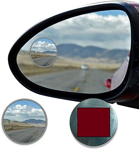 RINE COOOO 2 Pack 2" Stick-on Rearview Blind Spot Mirrors Aluminum Border Thin Car Mirrors