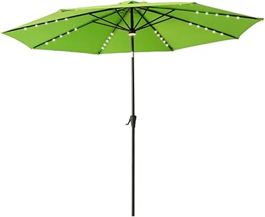 Amazon Com Flame Shade 10 Ft Outdoor Patio Umbrella With Solar Led Lights And Tilt Apple Green Clothing