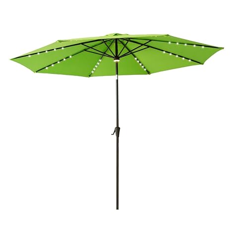Flame Shade 10 Lighted Outdoor Patio Market Umbrella With Solar Led Lights And Tilting For Outside Table Or Large Deck Apple Green Amazon In Garden Outdoors