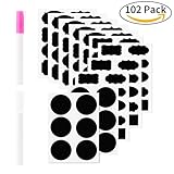 Chalkboard Labels, 100 Premium Reusable Chalkboard Stickers Label with 2 Erasable Chalk Marker for Spice Jars, Parties,Craft Rooms, Weddings and Organize Your Home and Kitchen