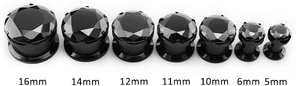 ZeSen Jewelry Black CZ Stone Ear Gauge Screw Stainless Steel Ear Plugs Tunnel Piercing Expander Stretcher, Stainless Steel - Image 3