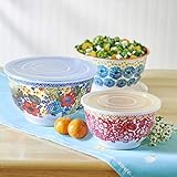 The Pioneer Woman Floral Melamine Mixing Bowl Sets with Lids (Dazzling Dahilas)